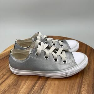 Converse Chuck Taylor All-Star Big Eyelets OX Shoes Womens 8.5 Silver Casual